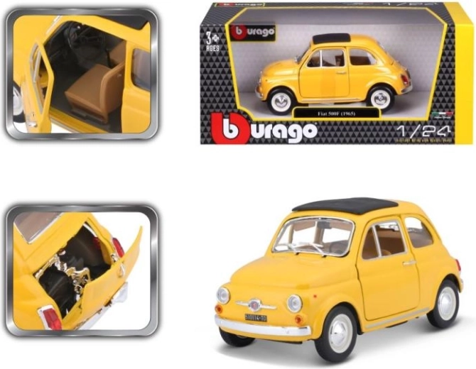 Модел автомобил Bburago Fiat 500 F 1965 жълт 1:24