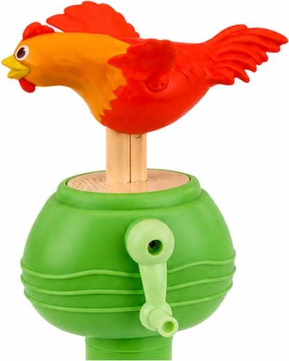 The chick flaps its wings and squeaks