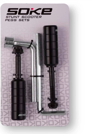 Soke Black Scooter Pegs, 2 pcs with Installation Keys