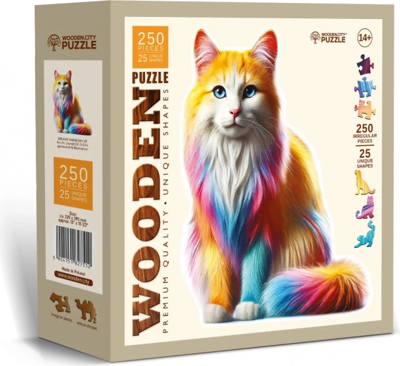 Wooden Puzzle Rainbow Cat 250 Pieces