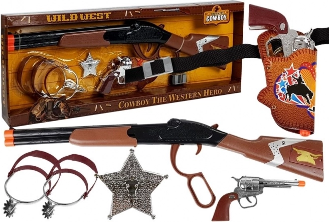 Cowboy set for children with rifle, revolver and accessories