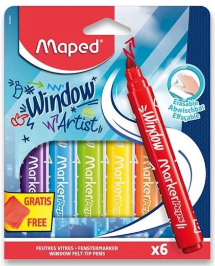 Maped Window Window Markers, 6 pcs with microfiber cloth