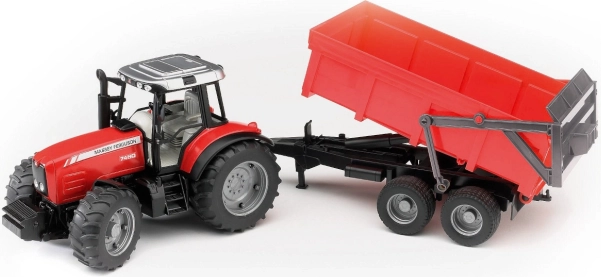 Bruder трактор MASSEY FERGUSON с самосвално ремарке, червен