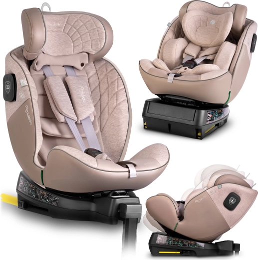 Детско столче за кола Nukido Aero Line бежово i-Size 40–150 см с ISOFIX и въртяща се база