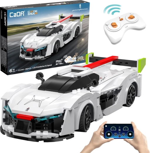 Конструктор CaDA RC състезателен автомобил Pininfarina H2 Speed 1:20 бял (296 части, Dual Mode)