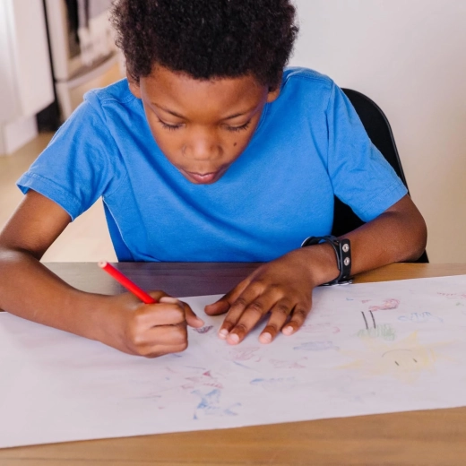 Coloring and finishing with crayons