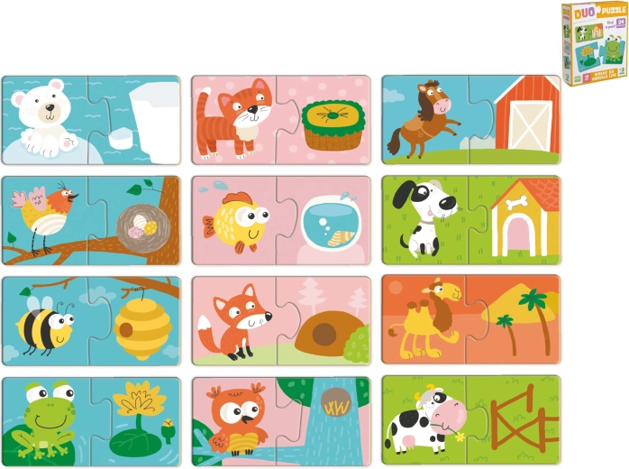 Children’s matching puzzle: Where does this little animal live?