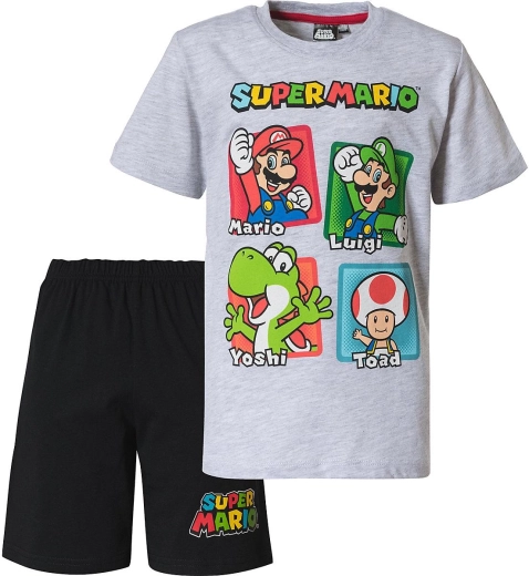 Детска пижама Super Mario в сиво-черно