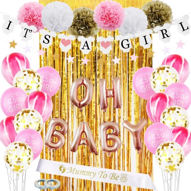 Комплект балони и реквизити за baby shower – IT'S A GIRL