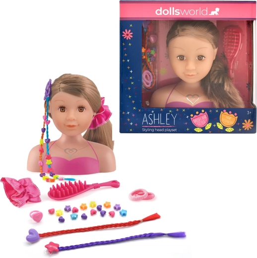 Dolls World глава за разресване Ashley брюнетка 21 см