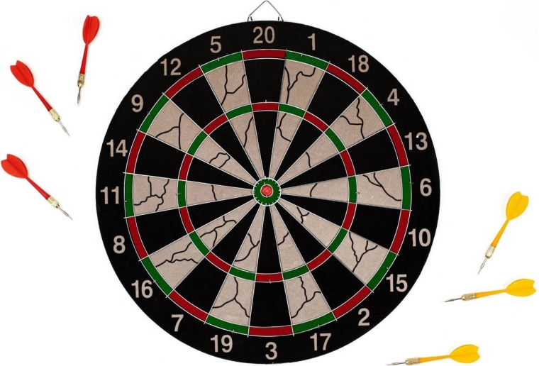 Acra hanging dartboard 38 cm with metal frame + 6 darts