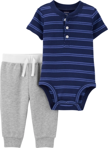 Carter's 2-piece set for boys – short-sleeve bodysuit and sweatpants Blue Stripes – 3m