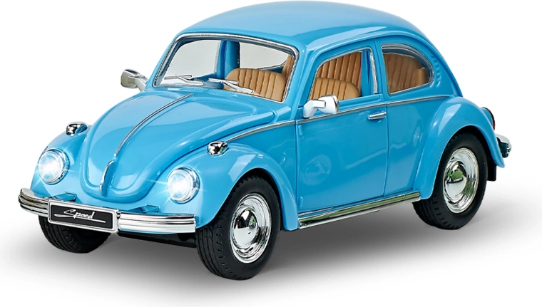 Blue friction-powered passenger car with sound and light