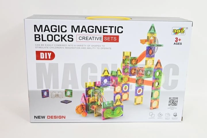 Magnetic building set – marble run 126 pieces