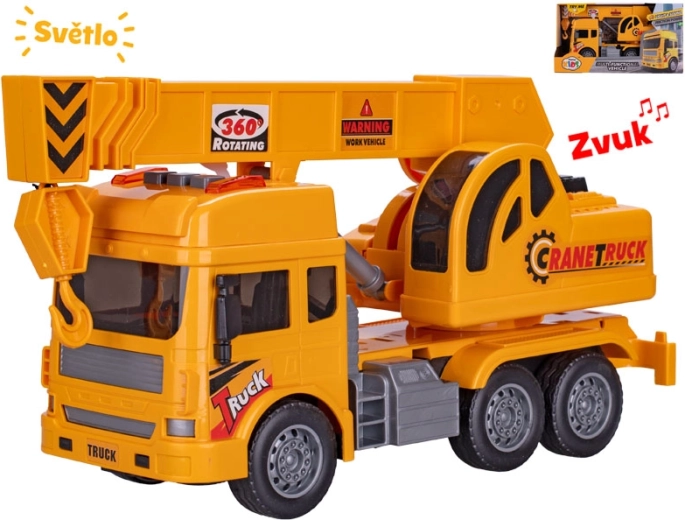Construction crane with light and sound, flywheel drive, 27 cm