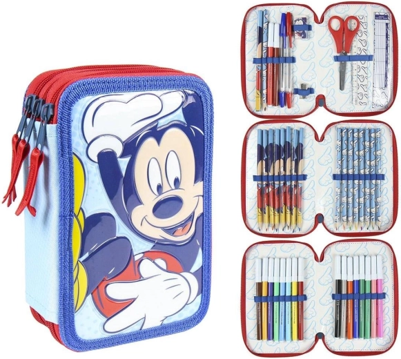 Equipped three-tier Mickey pencil case - 1 piece