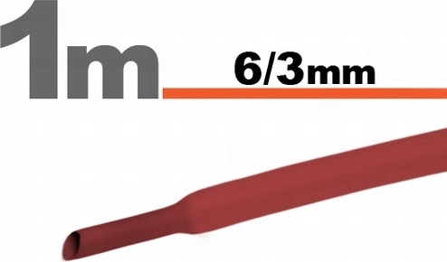 Червена термосвиваема тръбичка 6/3 мм