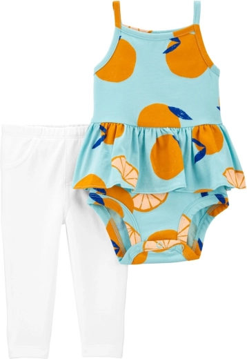 Carter's комплект от 2 части – боди с презрамки и клин blue orange за момиченце (6 м)