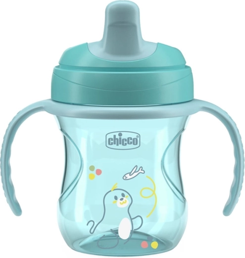 Chicco training cup with handles, teal 200 ml, 6m+