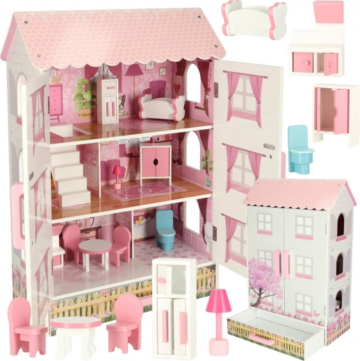 Дървена къщичка за кукли Lulilo Papilio, розова, 80 см