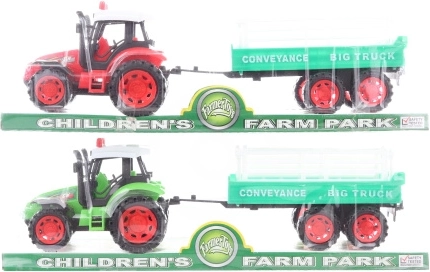 Plastic tractor with flywheel and trailer 32 cm