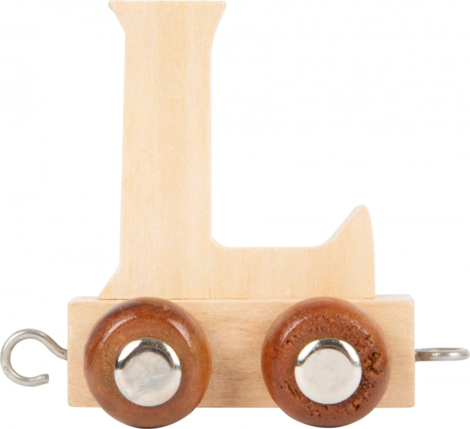 Wooden train car with letter L for railway sets small foot