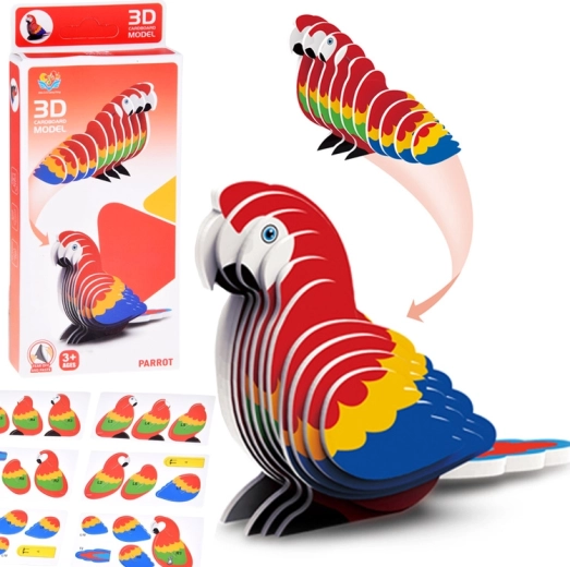 3D Puzzle Cardboard Model Macaw Parrot – DIY 24 Pieces