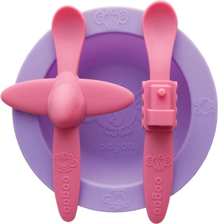 Oogaa children’s tableware set purple with pink