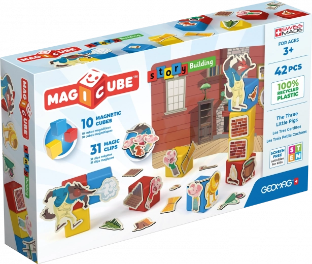 Geomag Magicube Трите малки прасенца – магнитни кубчета и клипсове