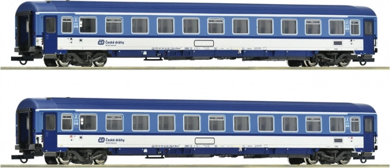 Roco two-piece set of Eurofima passenger coaches ČD Bmz H0