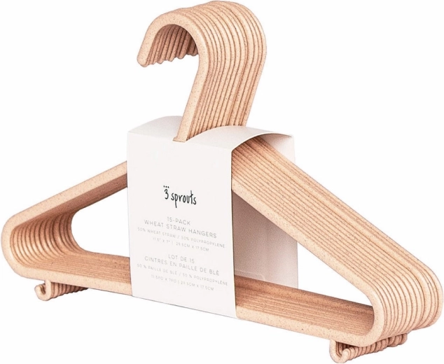 3 Sprouts children's wheat straw hangers, 15 pcs