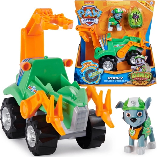 Пес патрул Rocky Dino Rescue – фигурка, голямо превозно средство и динозавър изненада