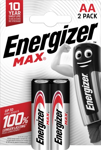 Energizer Max AA Alkaline Batteries, 2 pcs