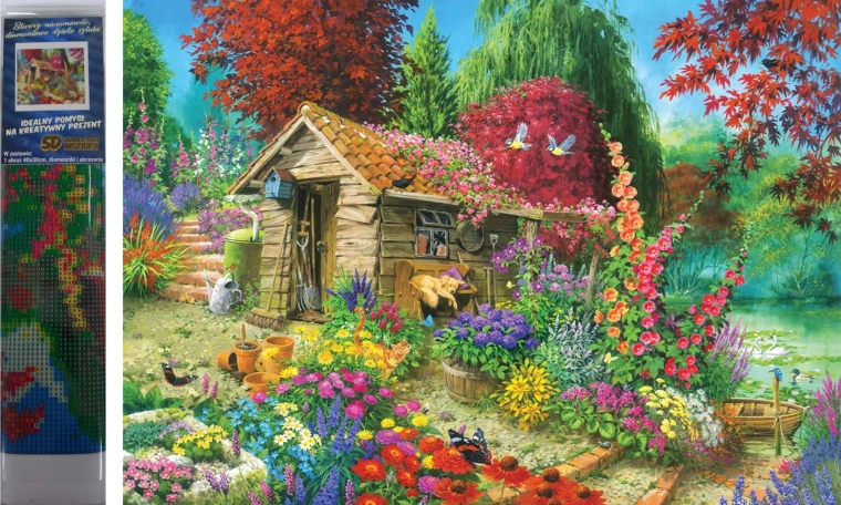 Диамантено рисуване Къщичка в градината 30x40 см