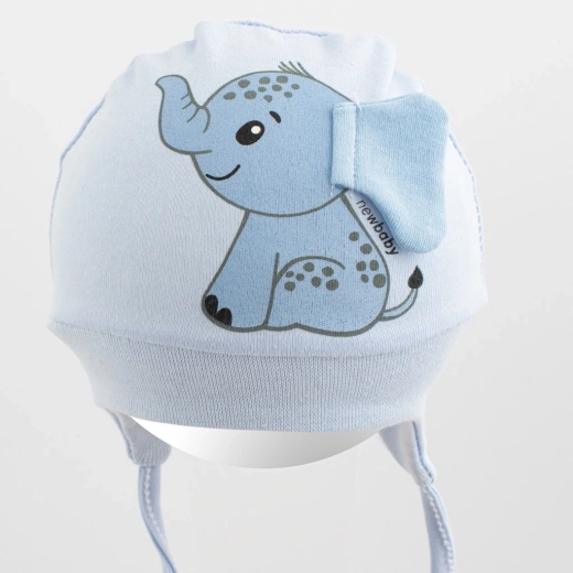 Cotton baby cap New Baby Happy Elephant blue