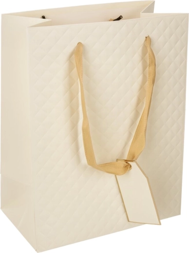 Gift paper bag Quilt beige 18 × 10 × 23 cm
