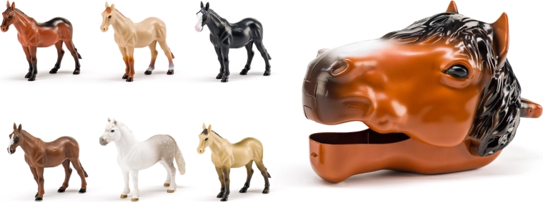 Horse Head with Figures – Storage Box and Set of 6 Horses