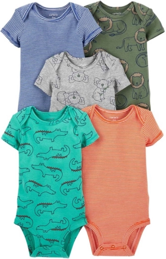 Carter's cotton short-sleeve safari bodysuits for baby boy, 5 pcs, size 56