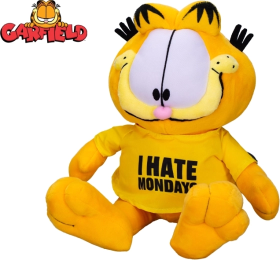 Плюшен котарак Гарфийлд 24 см – седнал, тениска I hate Mondays