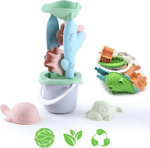 Woopie Green екологичен комплект за пясък с кофа и мелничка, 4 части