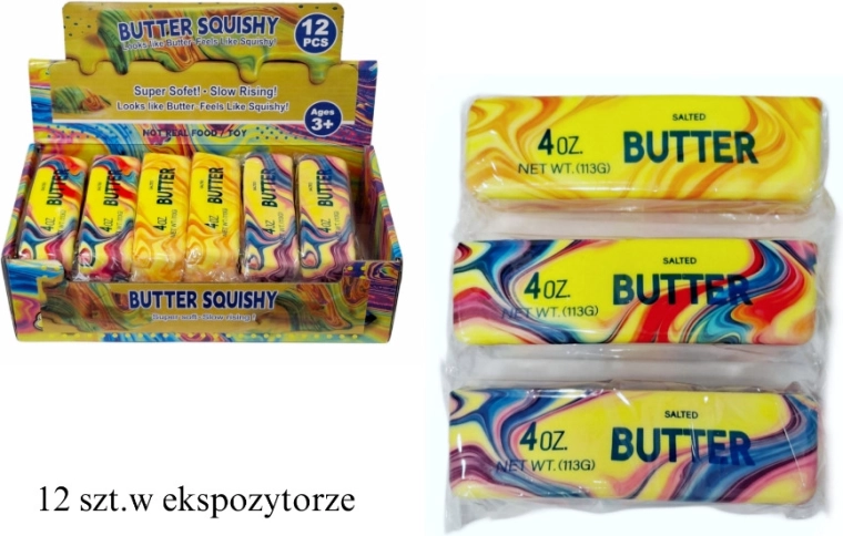 Anti-stress squishy stress toy in the shape of a butter cube - 1 piece