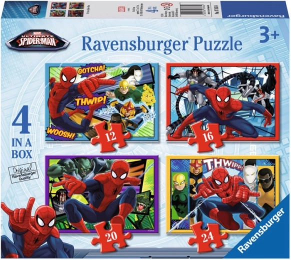 Детски пъзел Disney Spider-Man 4в1 – 12, 16, 20 и 24 части, 19×14 см