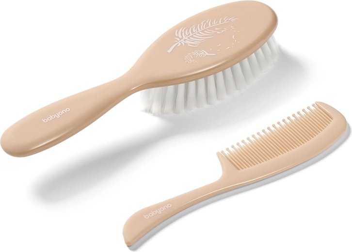 Babyono hair brush and comb set Beige