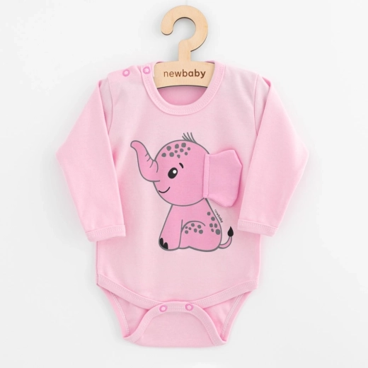 Бебешко боди с дълъг ръкав New Baby Happy Elephant, розово 80