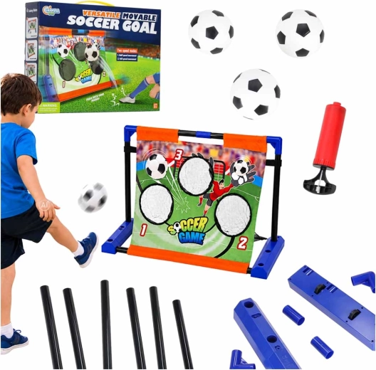 Kids’ soccer training goal with a moving target for scoring points