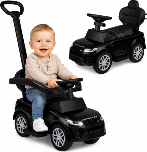 Children’s ride-on and push car with parent handle 2-in-1 Range Rover Discovery, black, with sounds