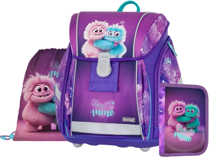 OXYBAG school set 3 pcs Premium Light Monster – backpack, gym sack and pencil case