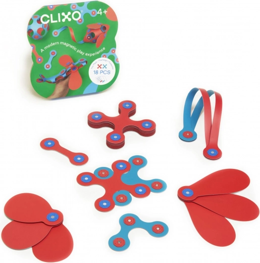 Clixo Itsy Flamingo & Turquoise magnetic construction set 18 pieces