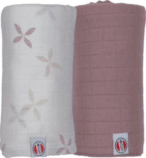 Lodger swaddler Solid matcha powder/rose 110 × 110 cm, комплект 2 броя
