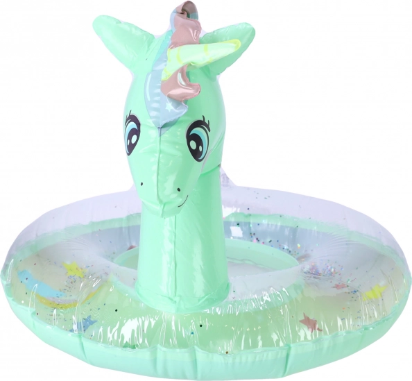 Children's inflatable ring 70 cm - unicorn, green